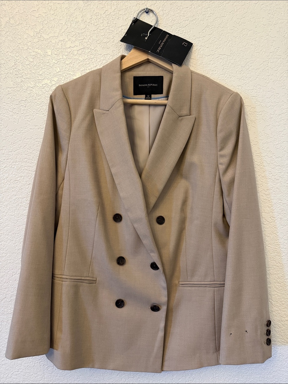 Banana Republic Women’s Double-Breasted Beige Blazer